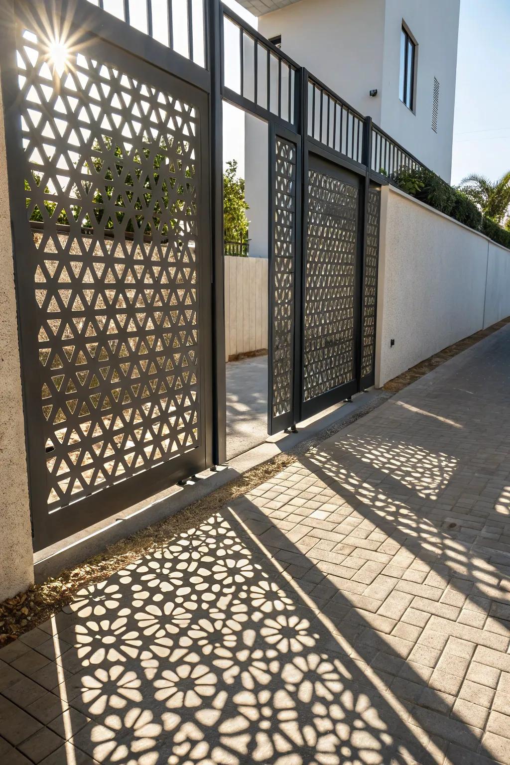 Perforated gates provide both seclusion and elaborate detailing.