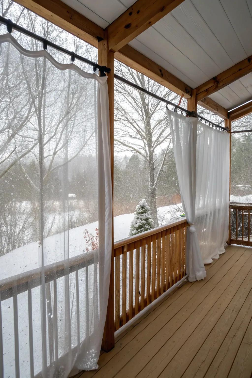 Plastic-like sheets keep the cold outside while keeping your view.