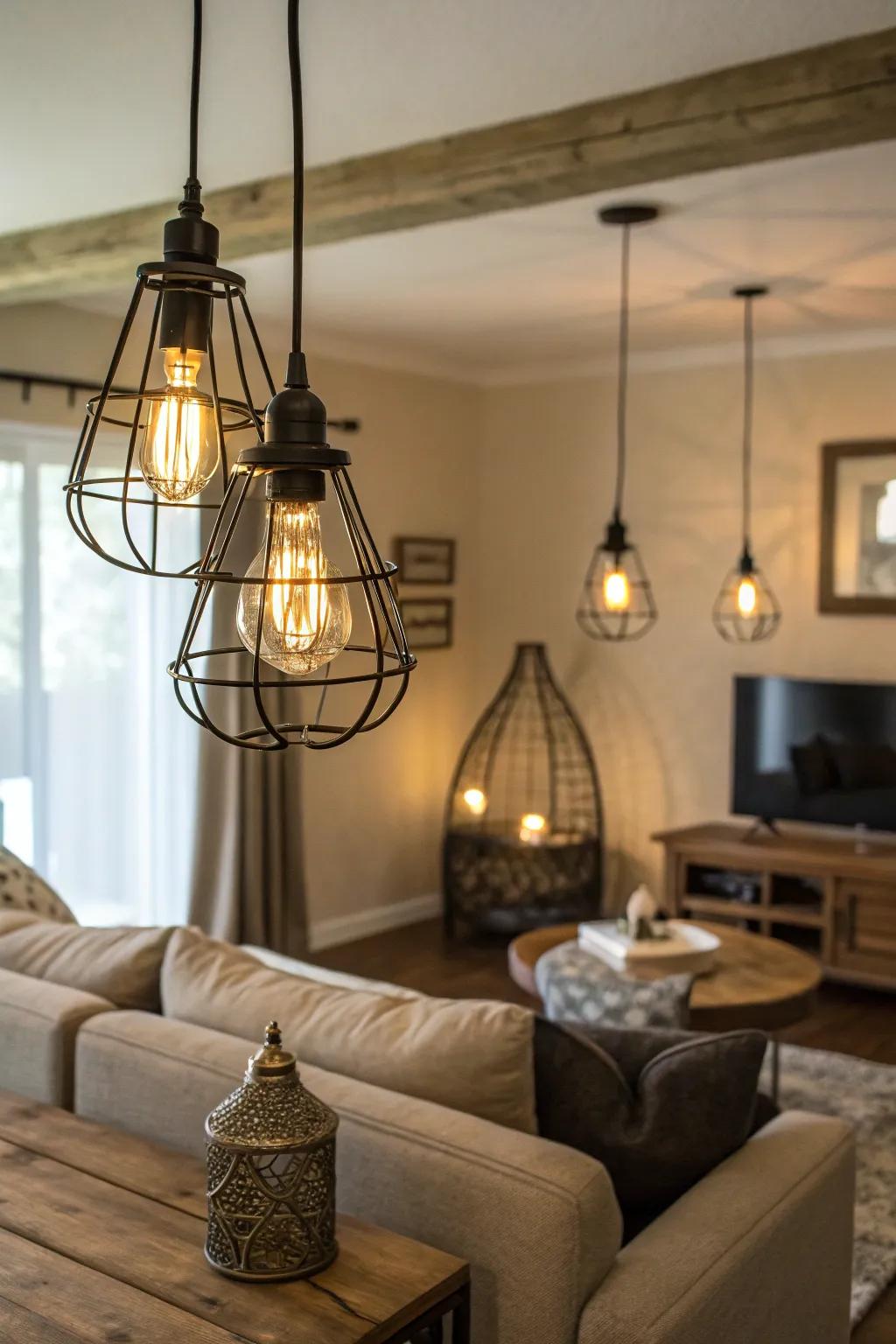 Industrial lighting fixtures add depth and character to your space.