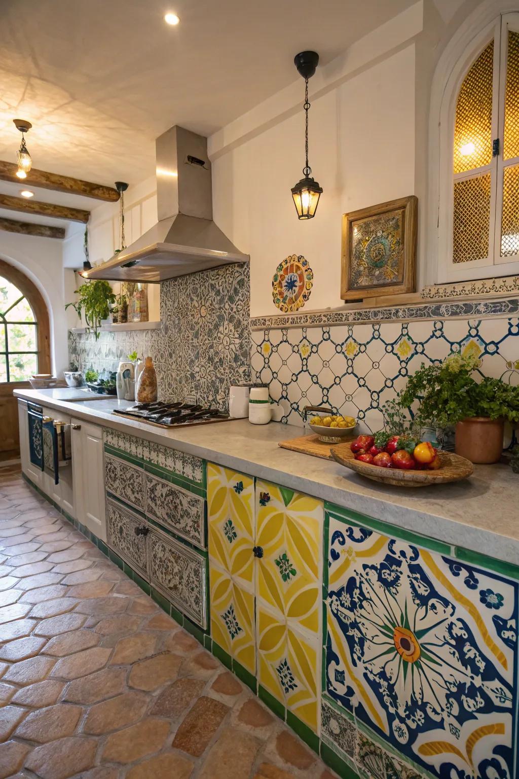 Tile countertops bring a burst of color and pattern to your kitchen.