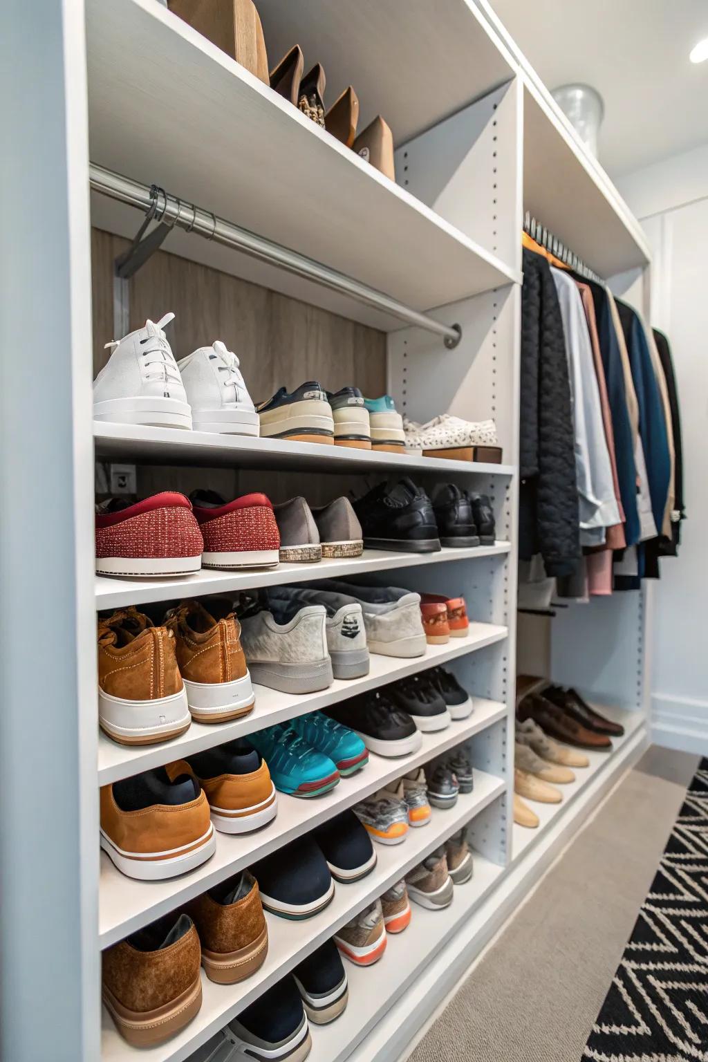 Organize your shoe collection with dedicated shoe storage.