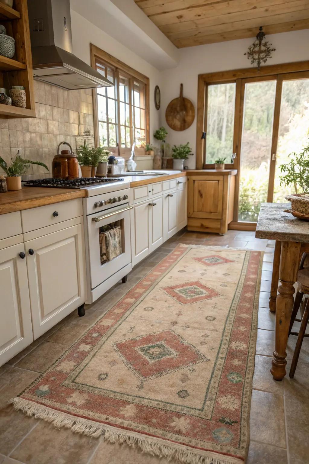 Timeless rugs fill kitchens with lasting charm and warmth.