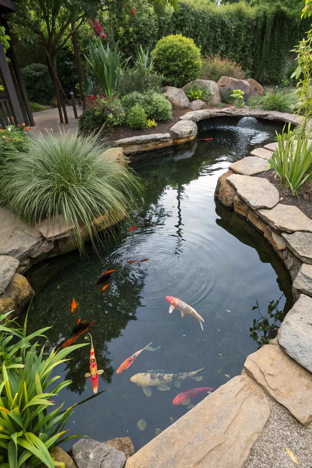Distinct contours can metamorphose a koi haven into an enthralling attribute.