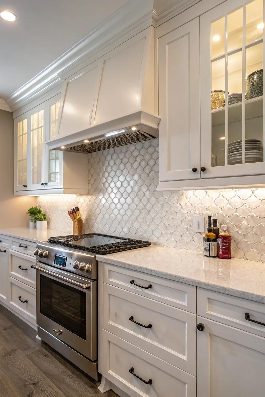 Contrasting surface textures enrich the scope of your cooking space design.