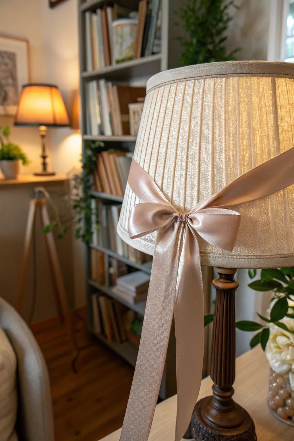 Realize a polished aesthetic with a ribbon-wrapped lampshade.