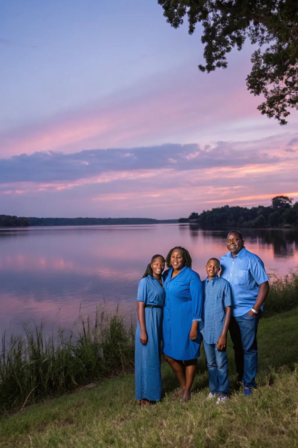 Shades of azure create a calming, monotone effect.