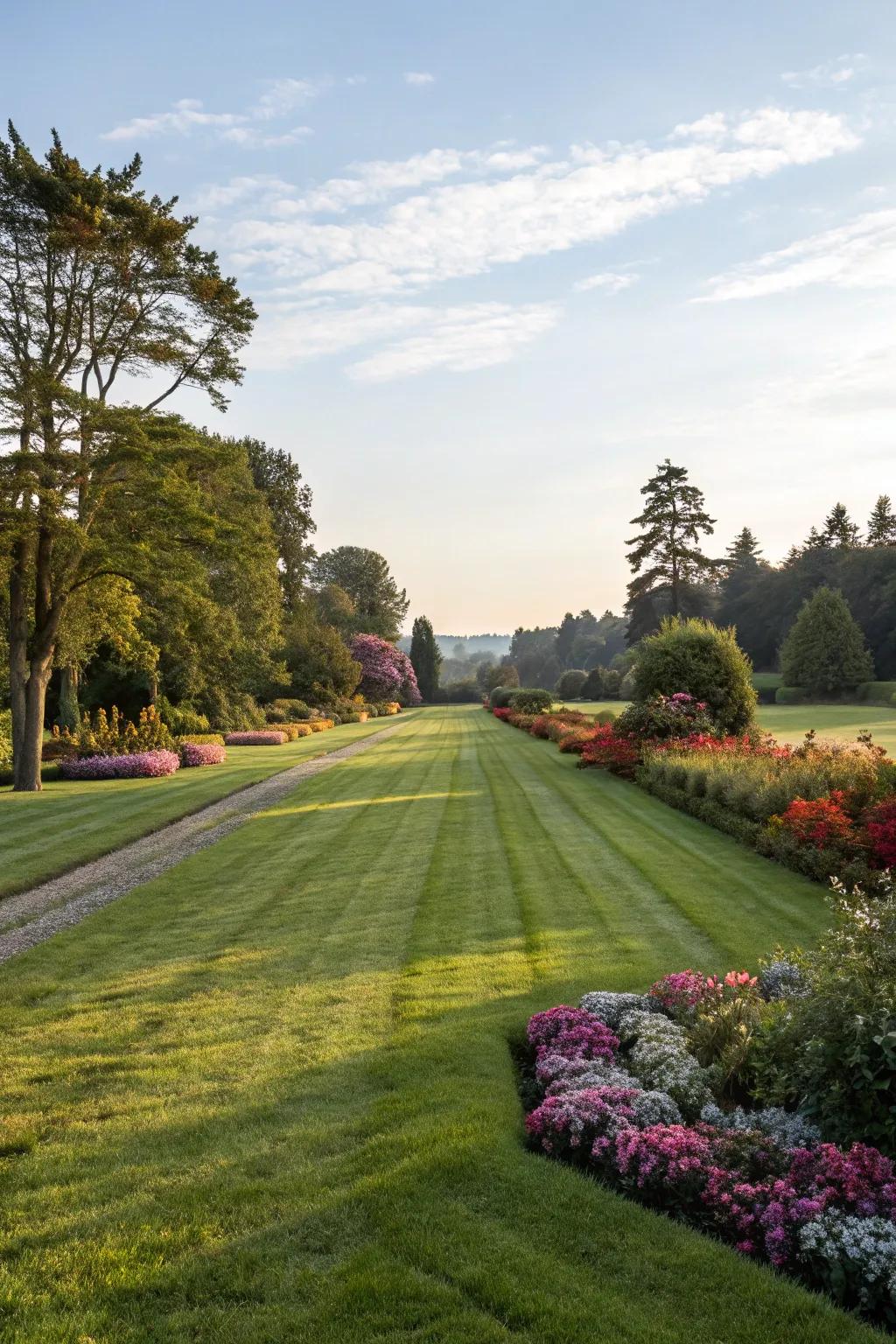 A sweeping lawn perfect for unwinding and recreation.