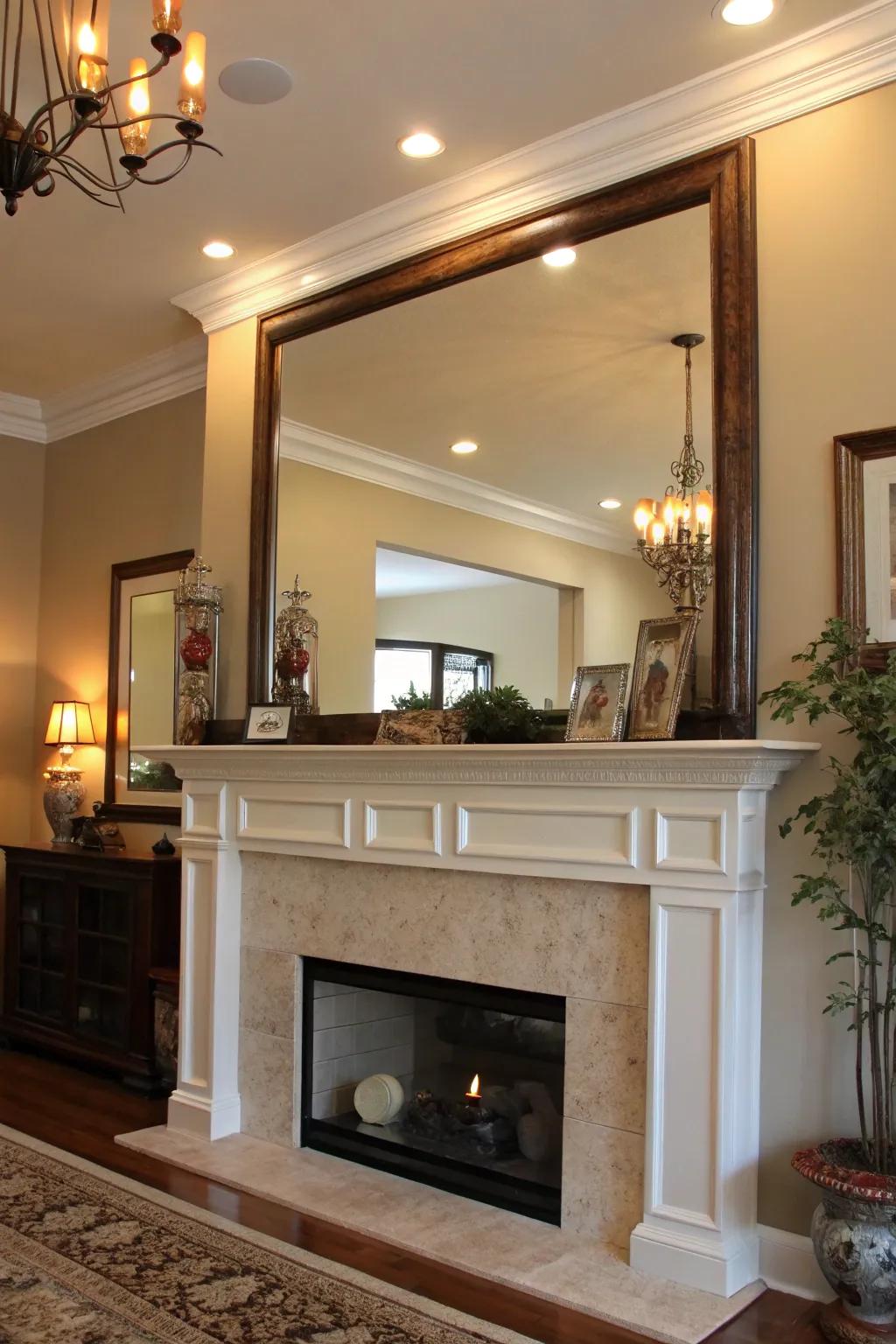 The fireplace glass serves as a lovely focal point.