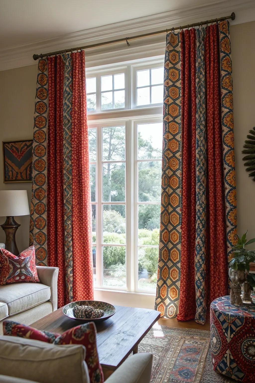 Create a lasting impression with daring patterned curtains.
