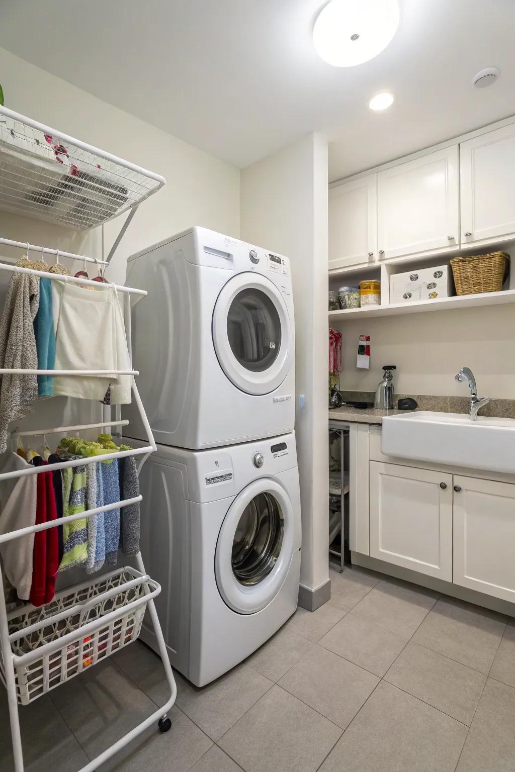 A stylish and useful built-in drying arrangement for your laundry needs.