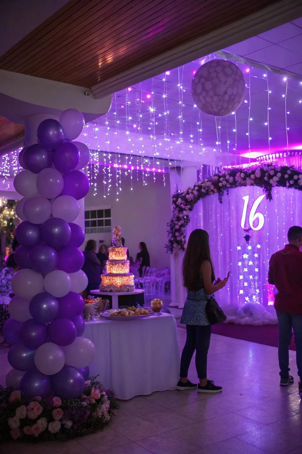 Fairy lights illuminate the area, imbuing a magical essence into the celebration.