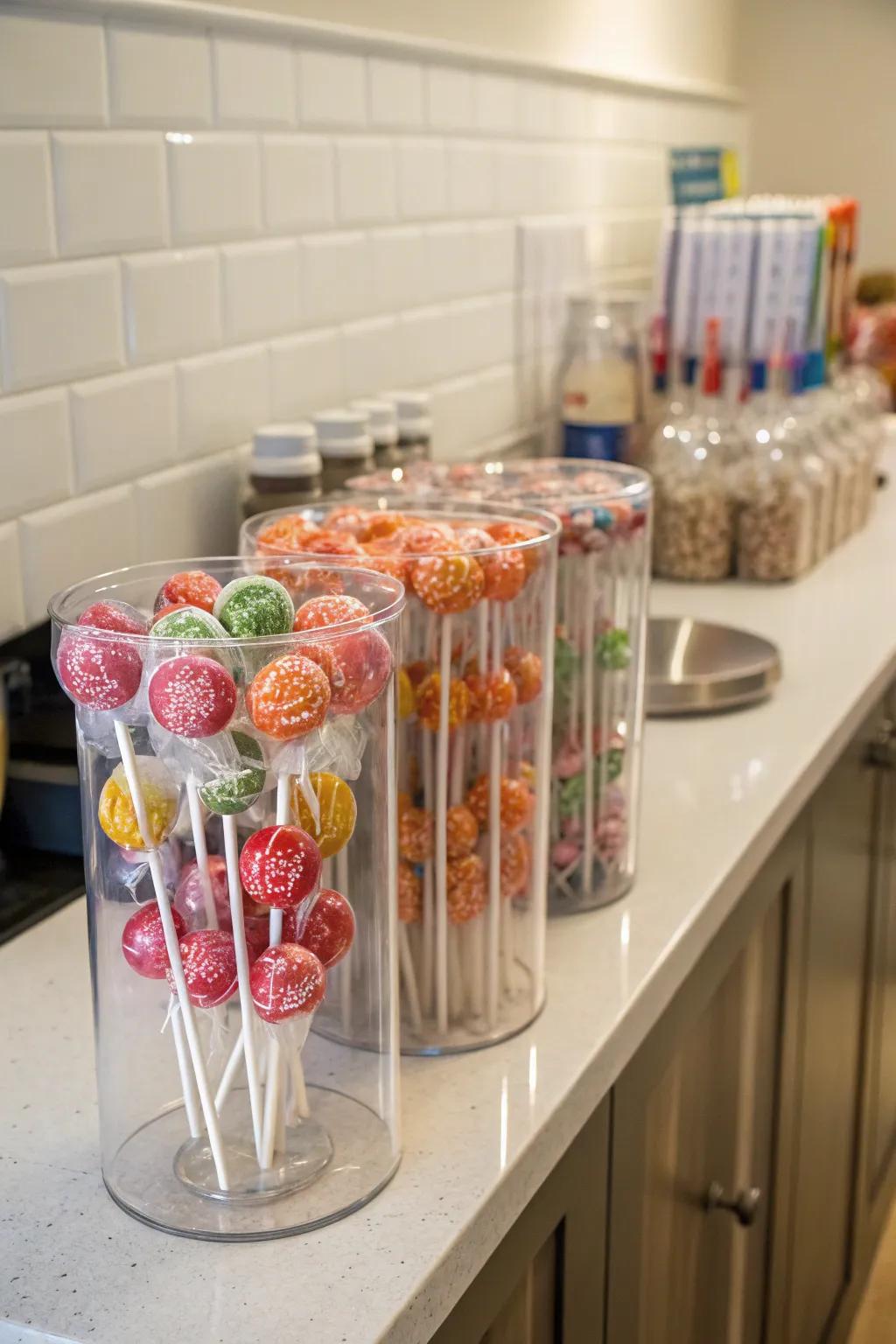 Tubular vessels deliver a sleek, contemporary sugary gem presentation.