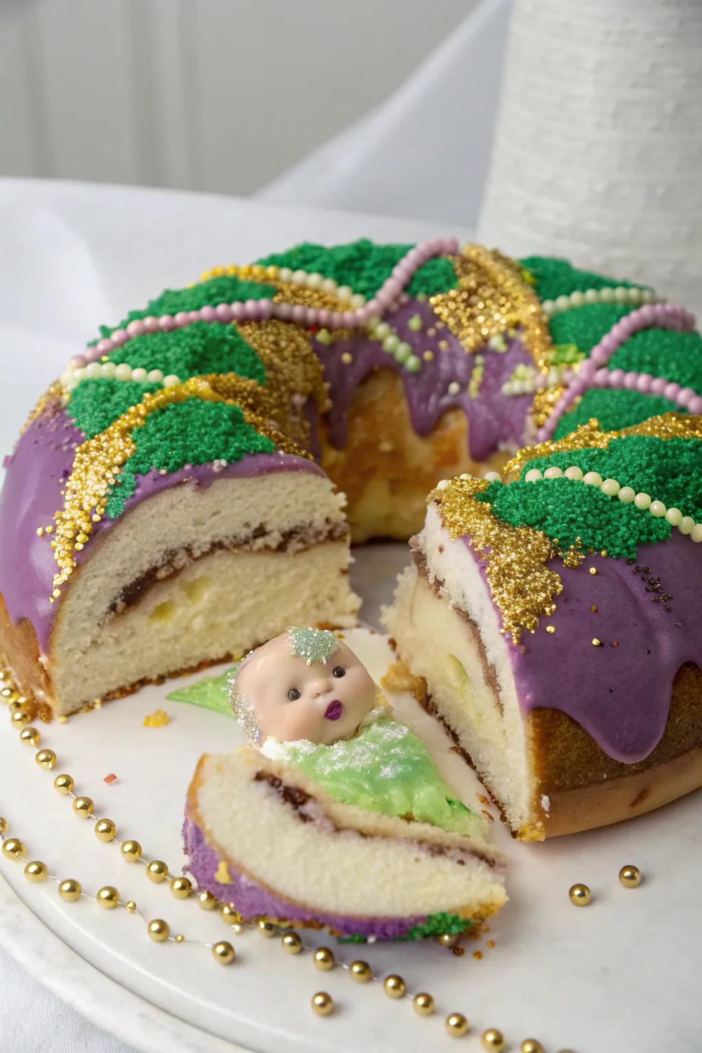 A yummy homemade King Cake infuses tradition and excitement into the event
