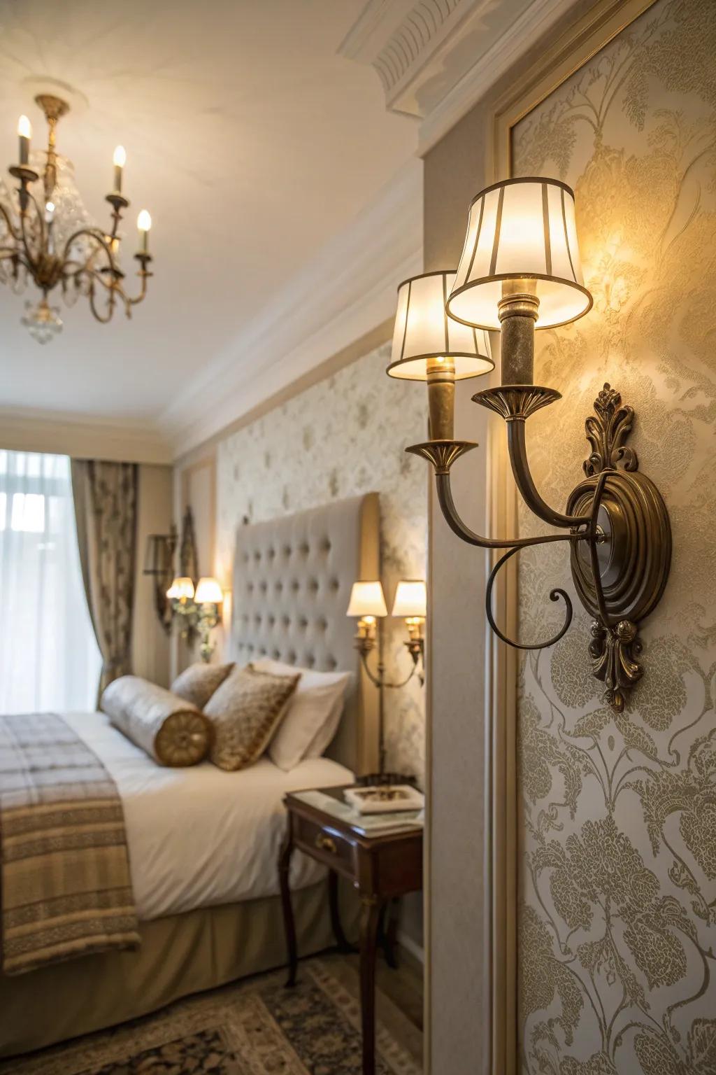 Wall fixtures maximize space and add a cozy light.