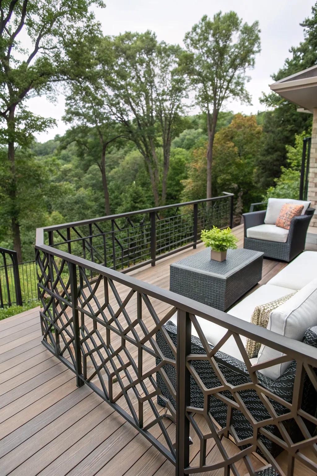 Geometric patterns contribute an artistic panache to your deck.
