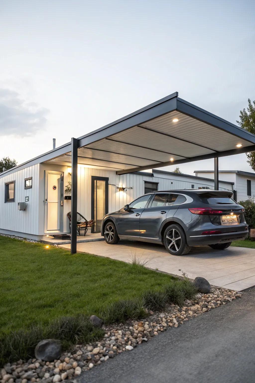 A functional carport that blends seamlessly with the home’s overall appearance.