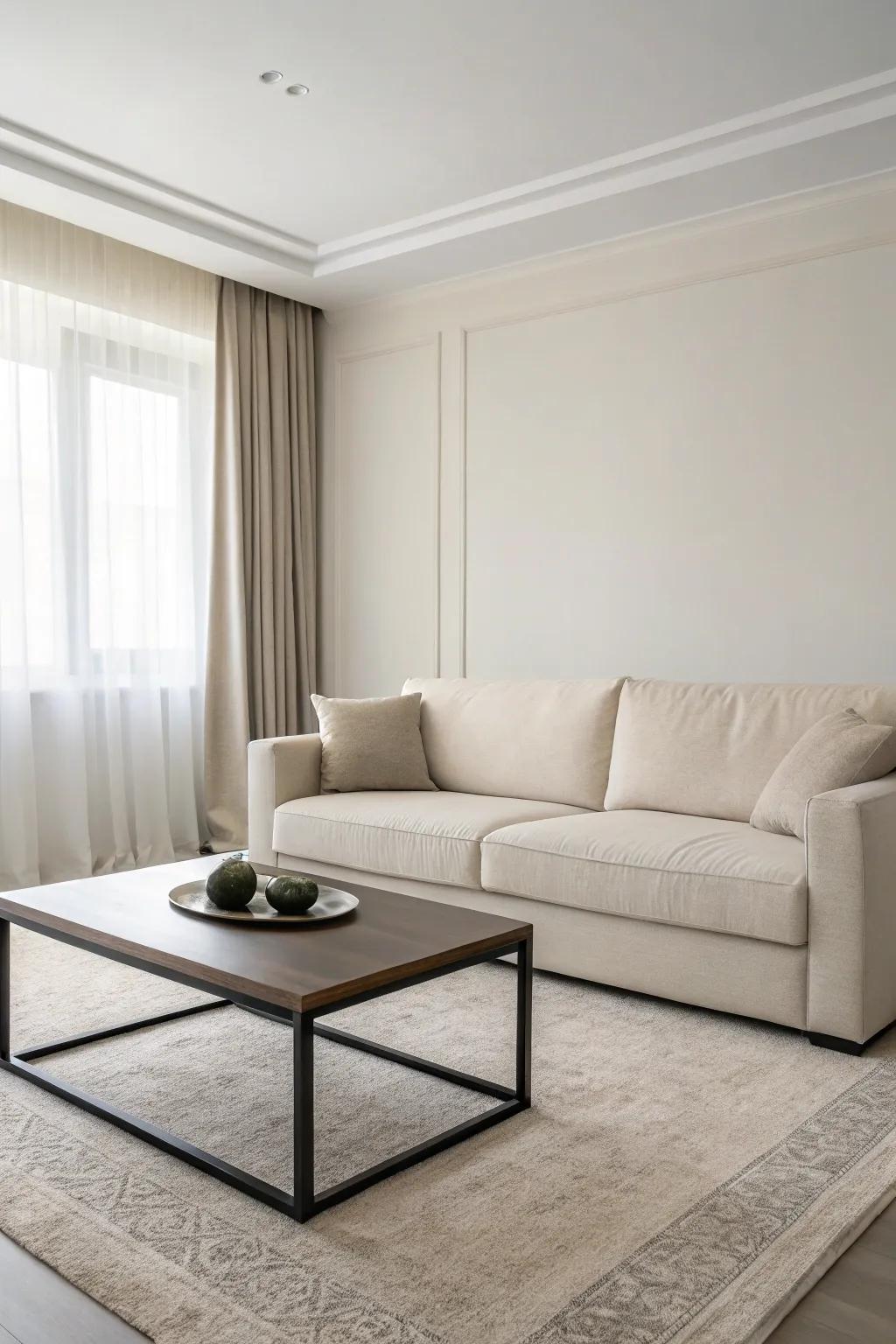 A minimalist area that highlights simplicity and practicality.