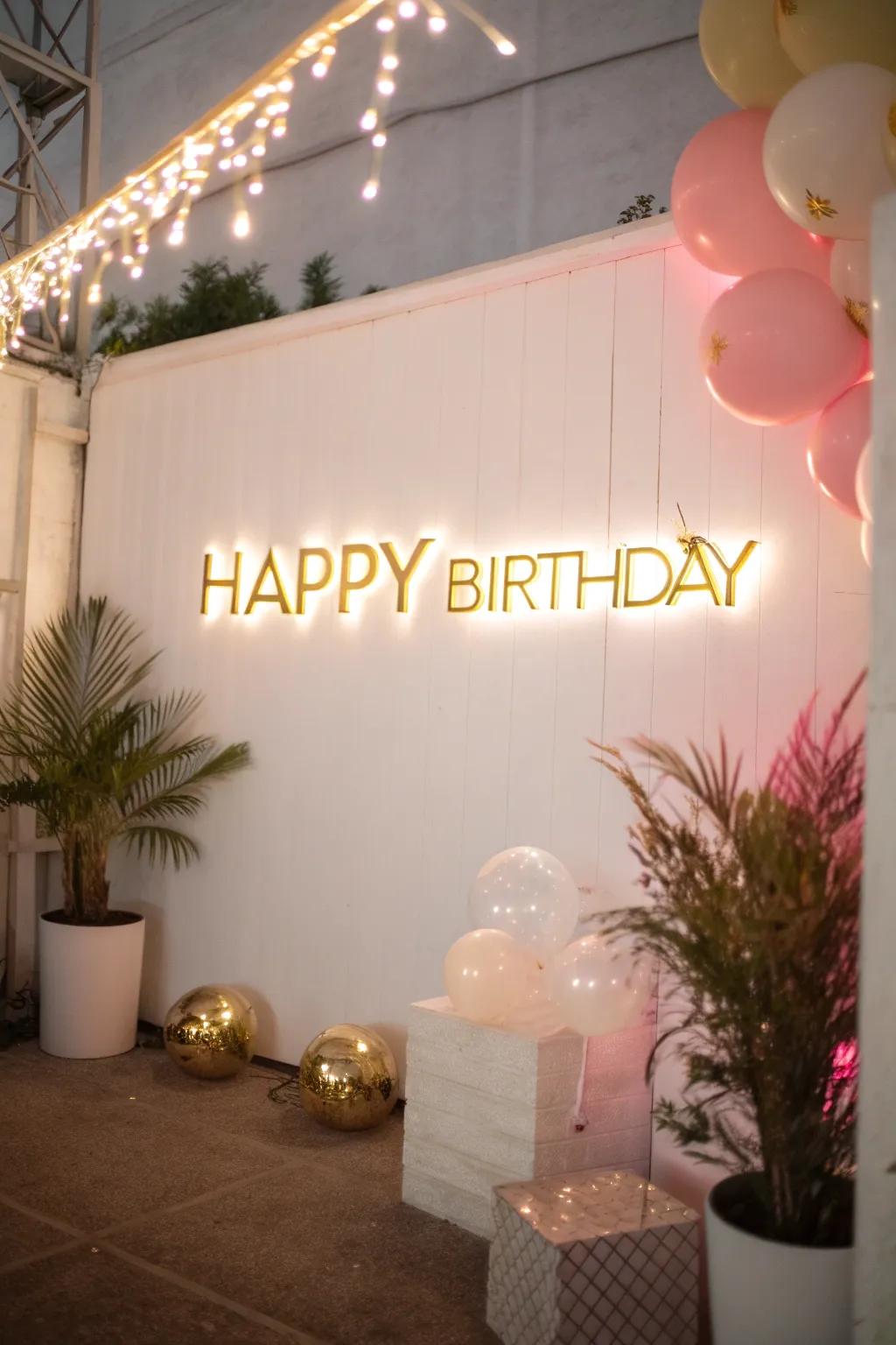 A modern glowing sign that incorporates a touch of glamour.
