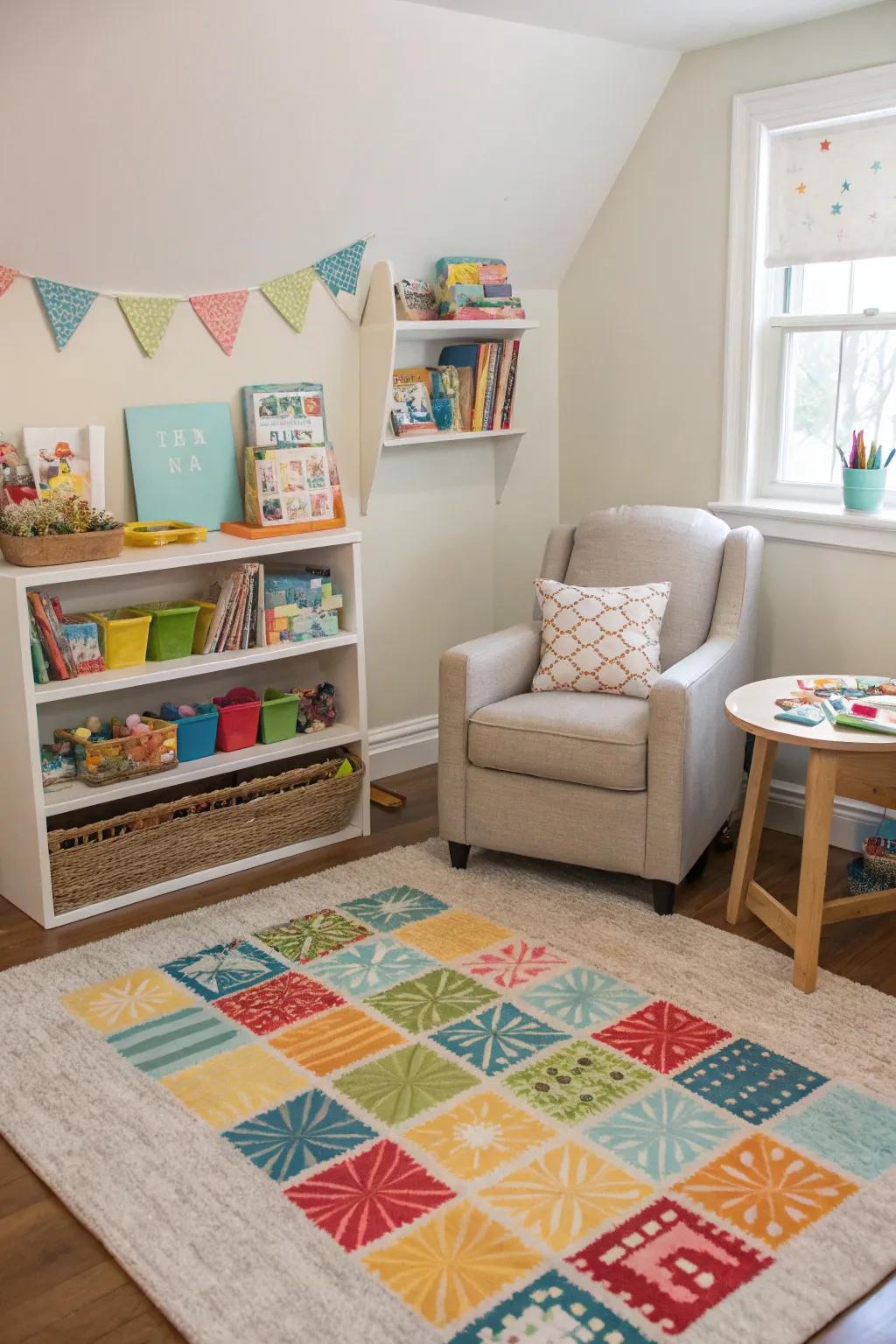 Activity spots assist children in arranging their playtime.