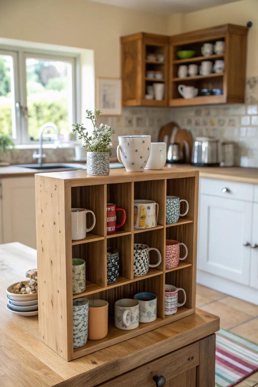 Organize your mugs individually using segmented organizers.