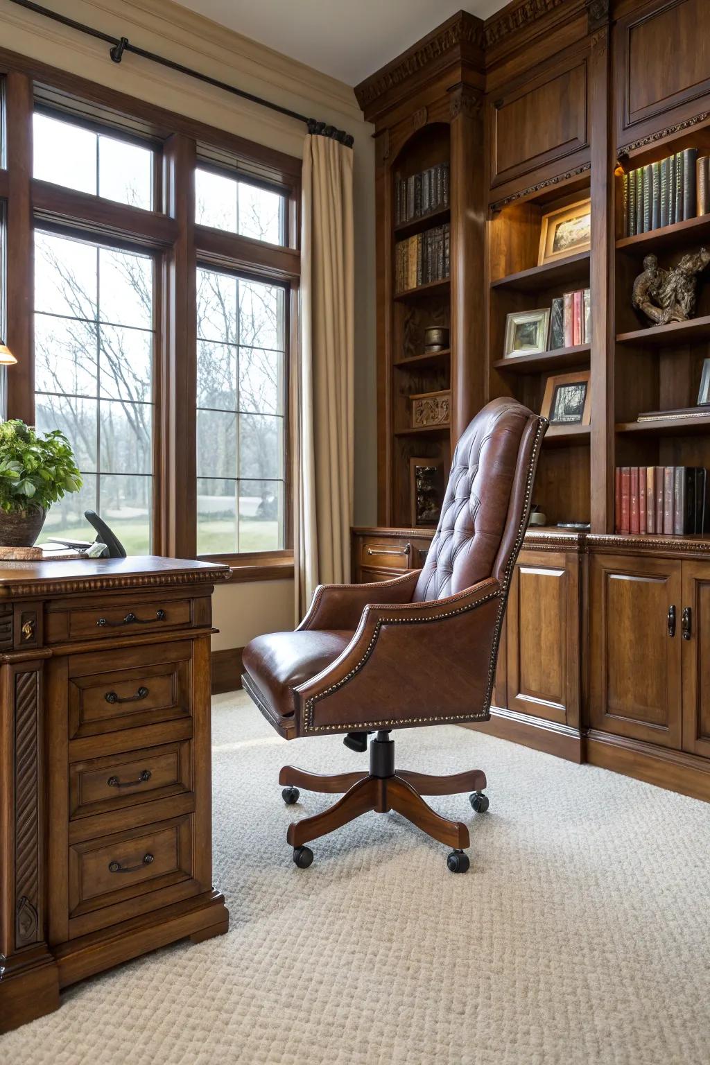 Tall-backing chairs integrate beauty with ergonomic backing.