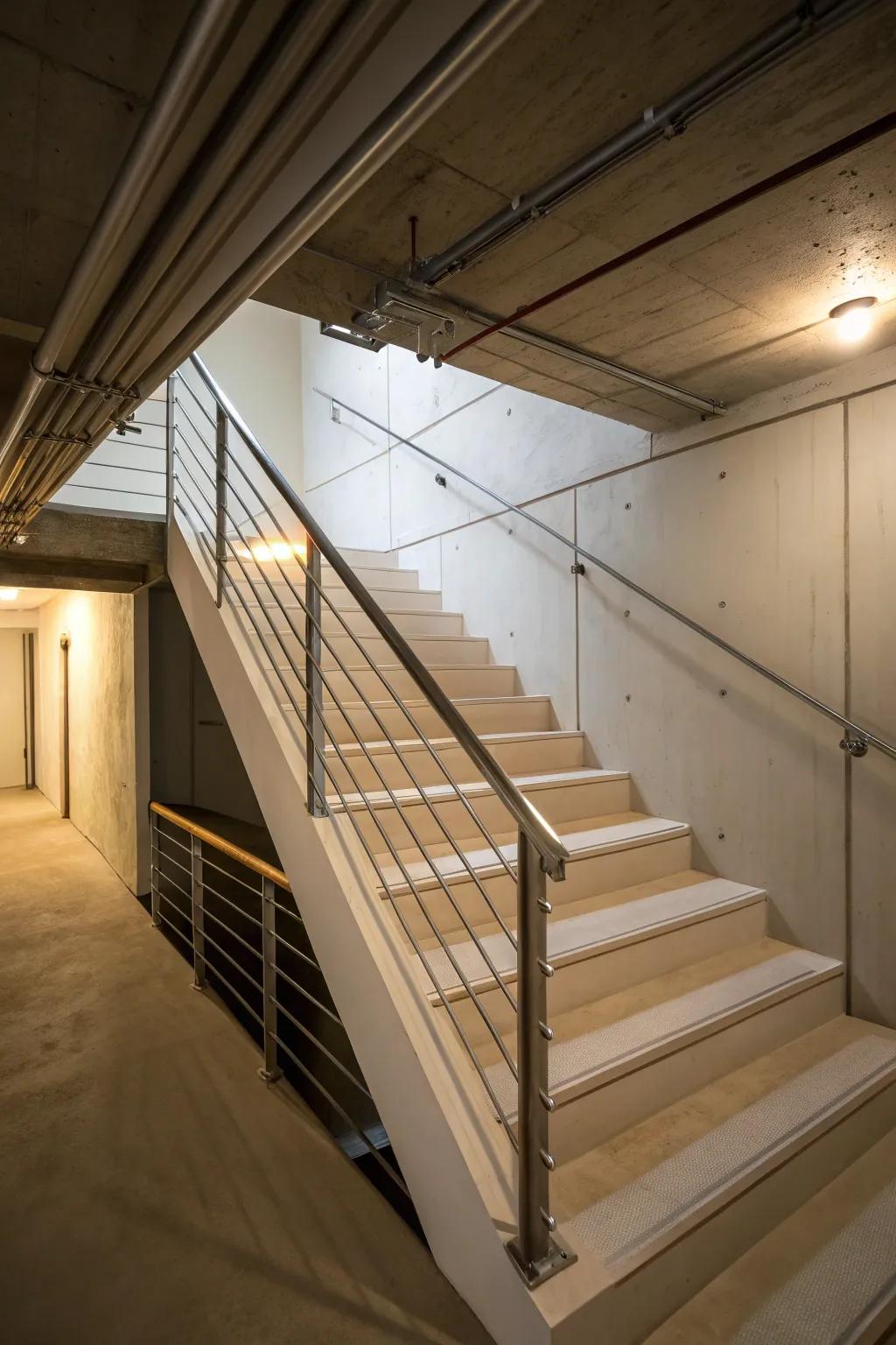 Horizontal cables develop a minimalist and unobtrusive design.