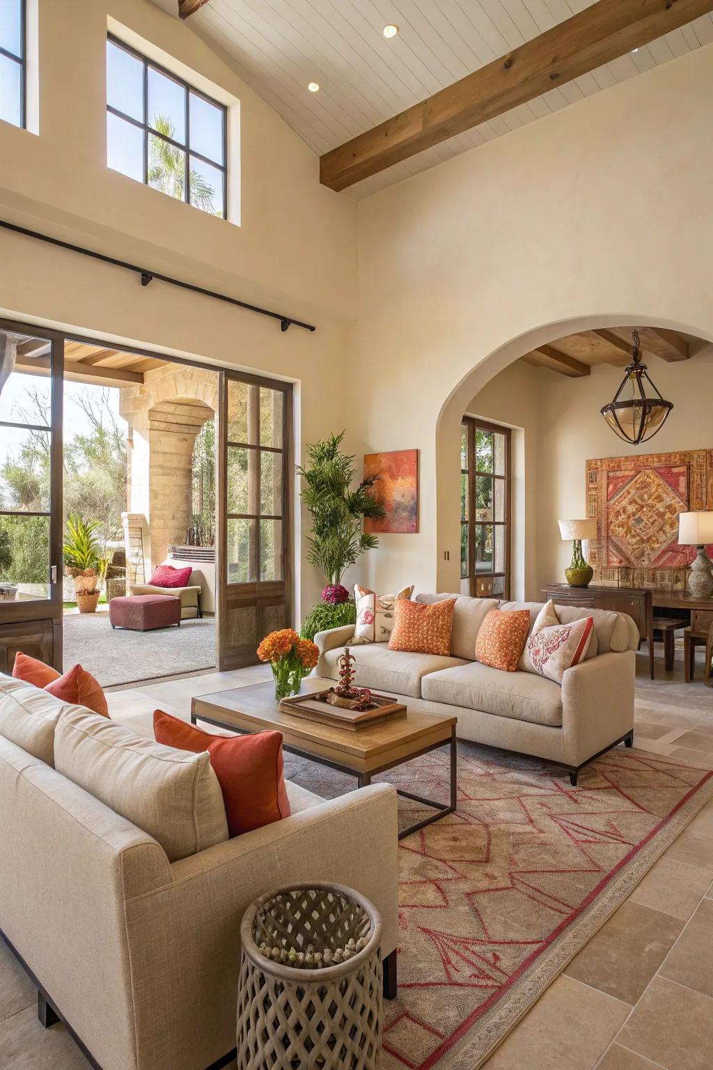 Vivid bursts of color bring vibrancy to understated havens