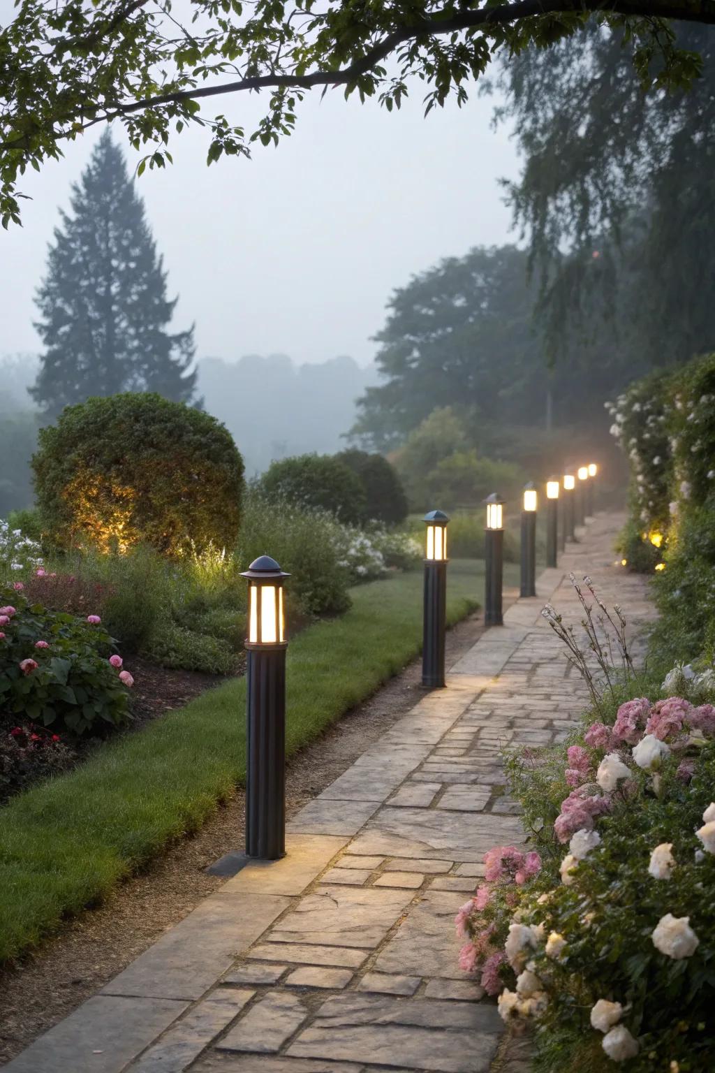 Refined pillar lights for defined pathways.
