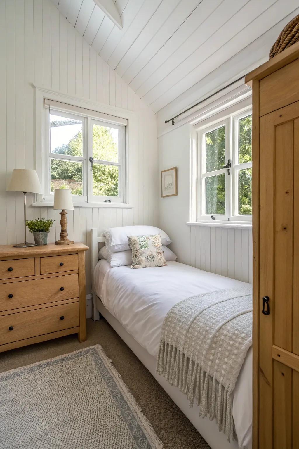 White walls can amplify a room's perceived space and exquisitely reflect natural light.