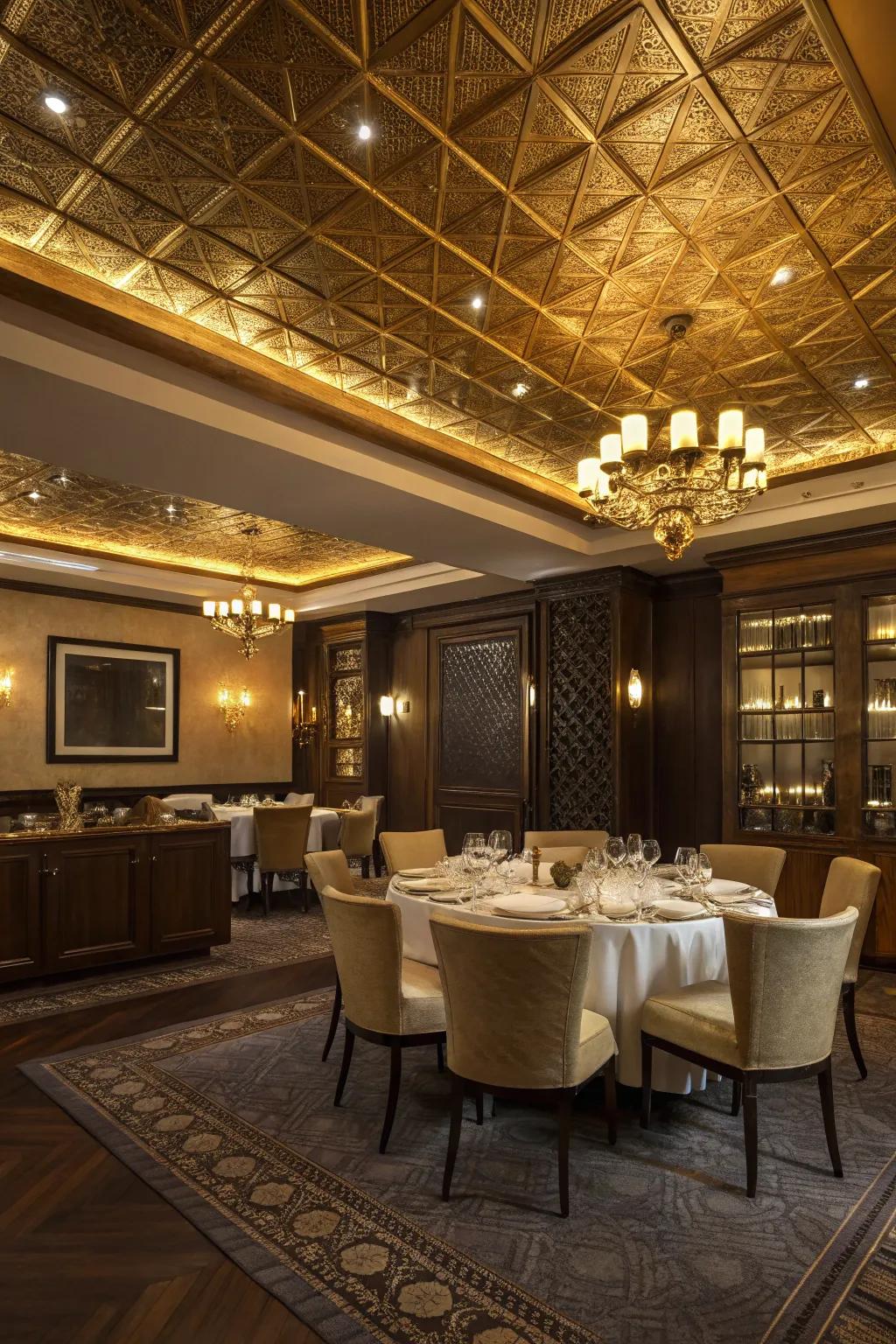 Metallic finishes introduce a luxurious shimmer to your dining area.