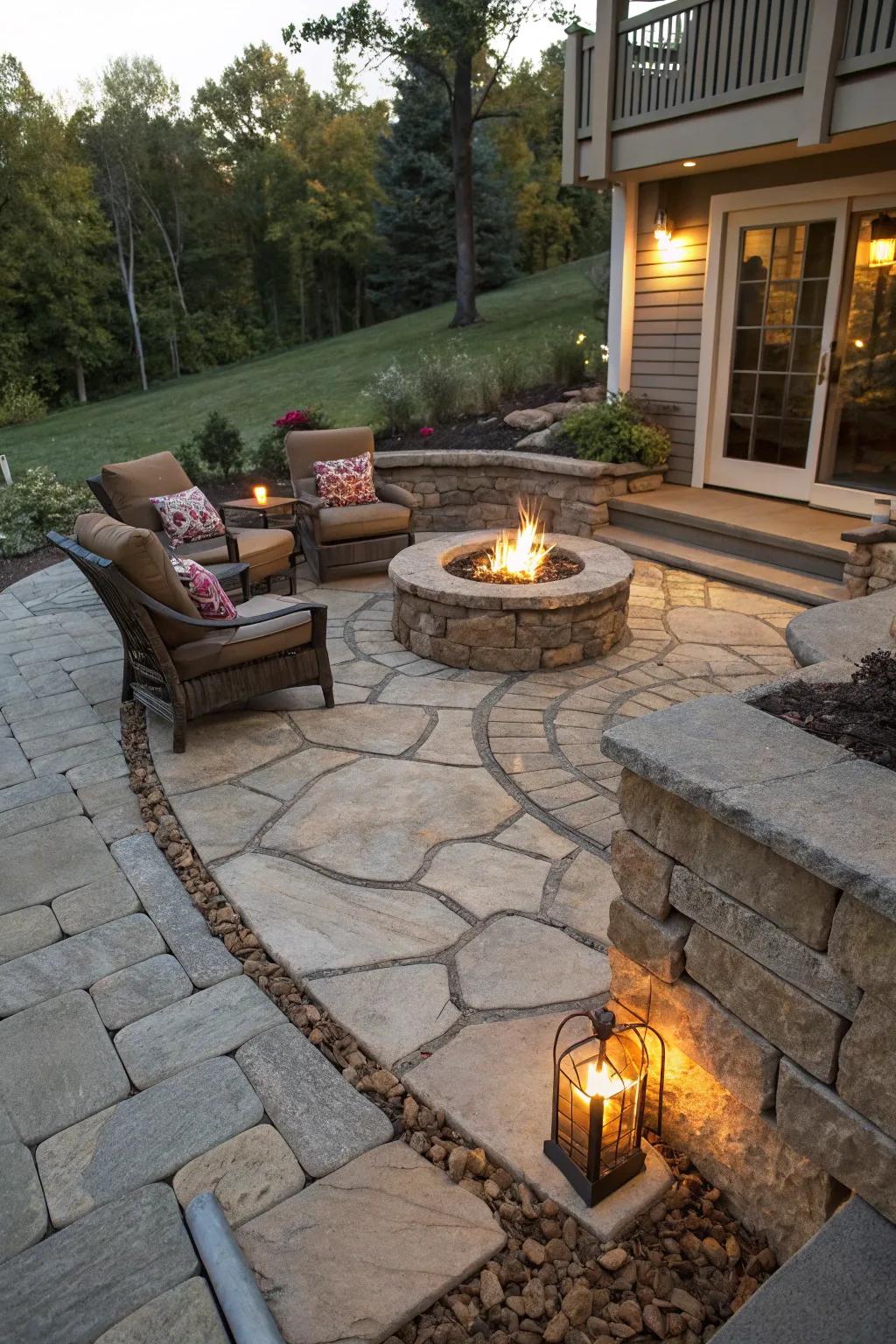 With a built-in firepit, experience a streamlined and elegant patio design.