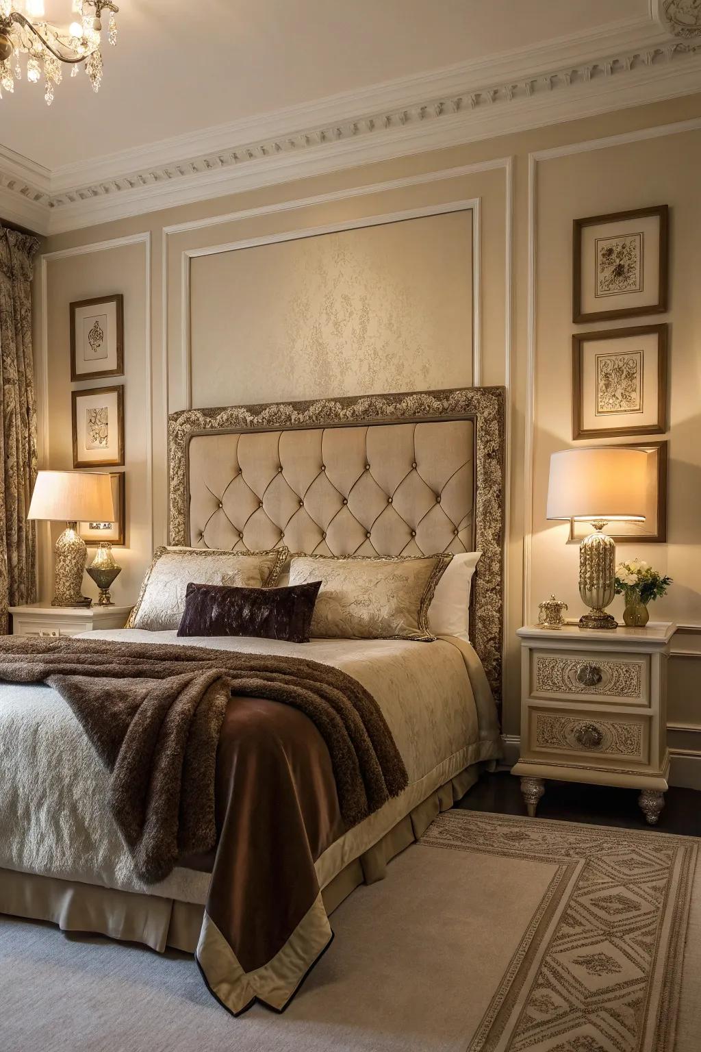 Enhance your bedroom with a panel backdrop for added elegance.