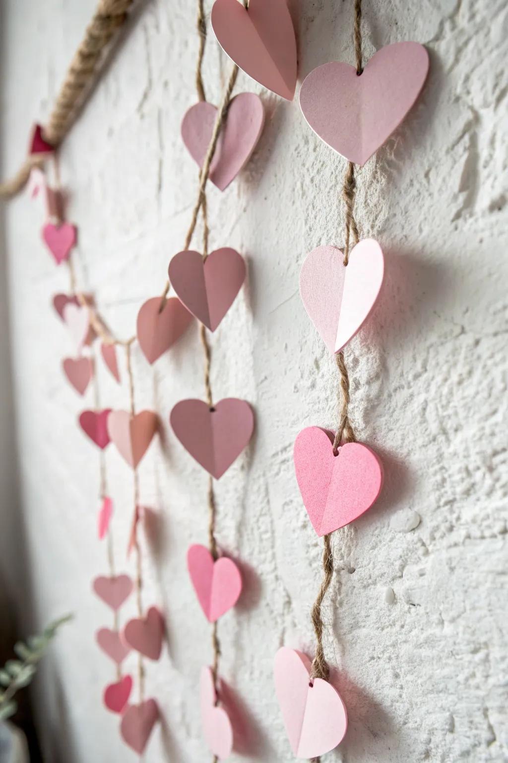 Bring a dash of romance with this delightful handcrafted blush heart string, ideal for minimalist decor.