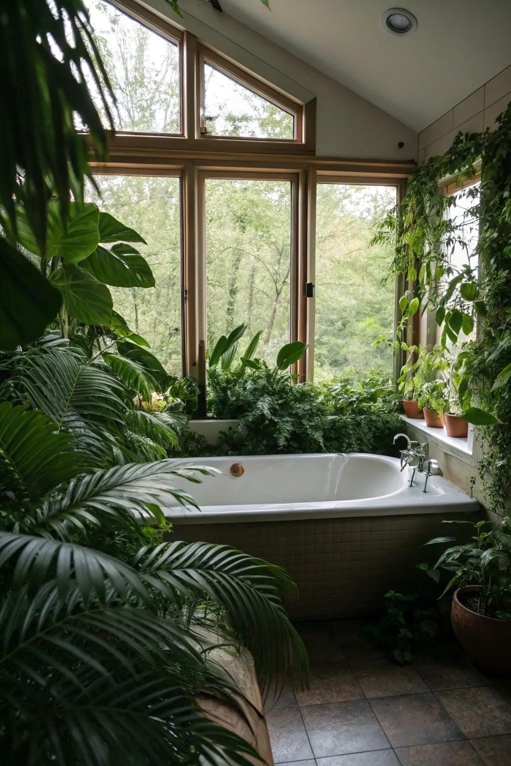 Transform your bathroom into a serene oasis with plants.