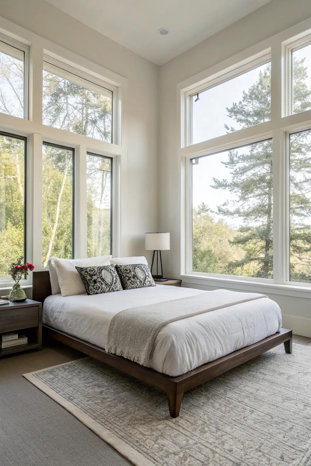 Low-profile beds amplify the feeling of spaciousness in a room.