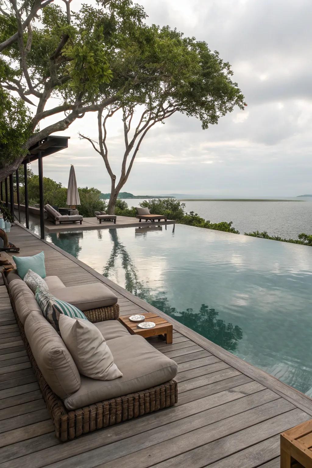 A pool pond paired with an inviting deck for the ultimate relaxation experience.
