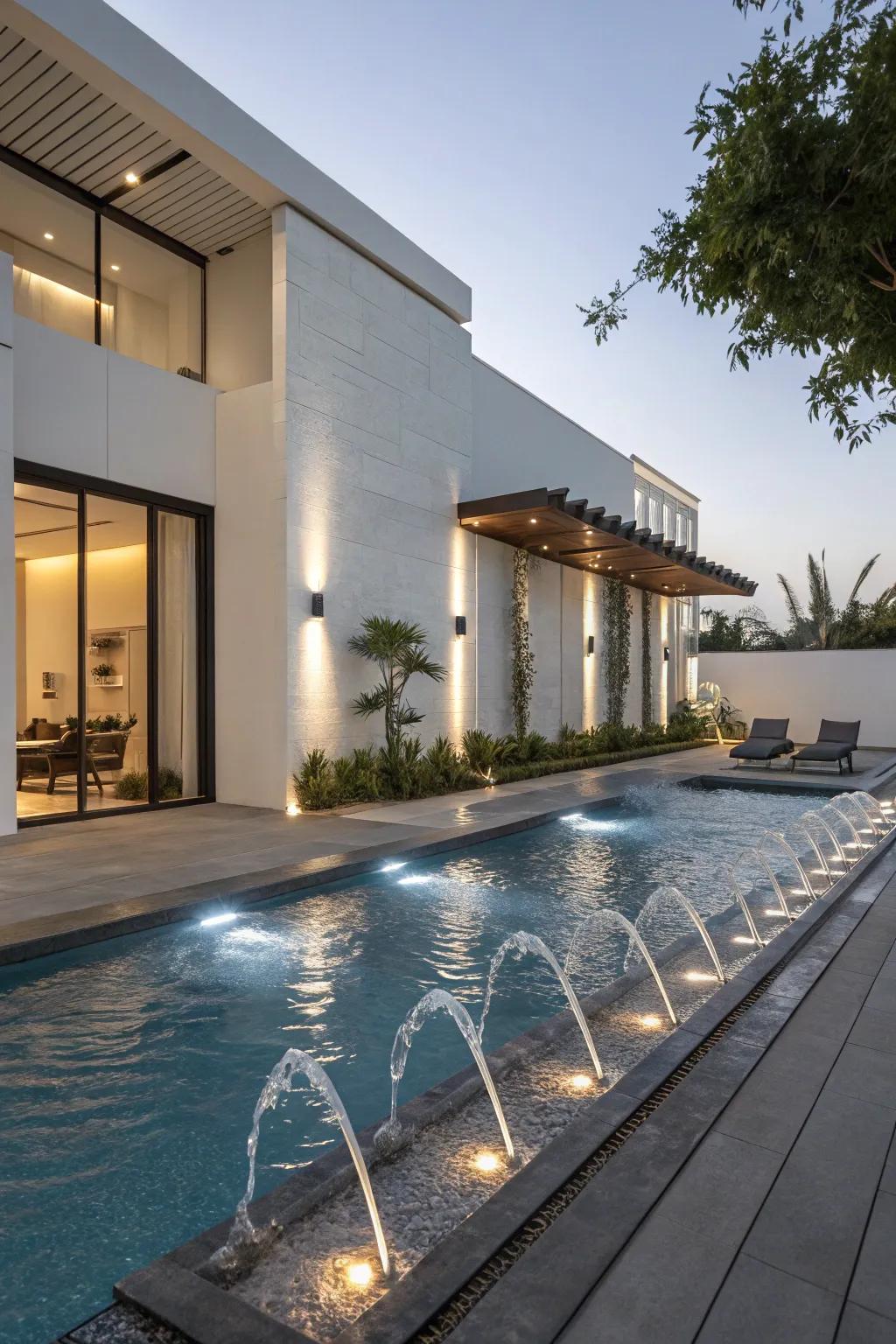 Modern water spouts ensure your pool is both chic and luminous.