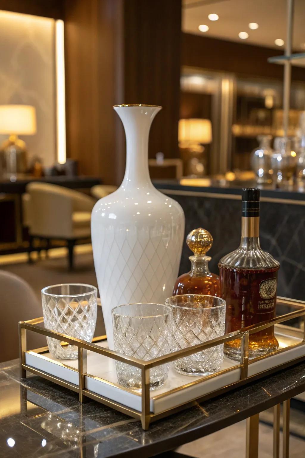 A fine ceramic spirits decanter radiating luxury.