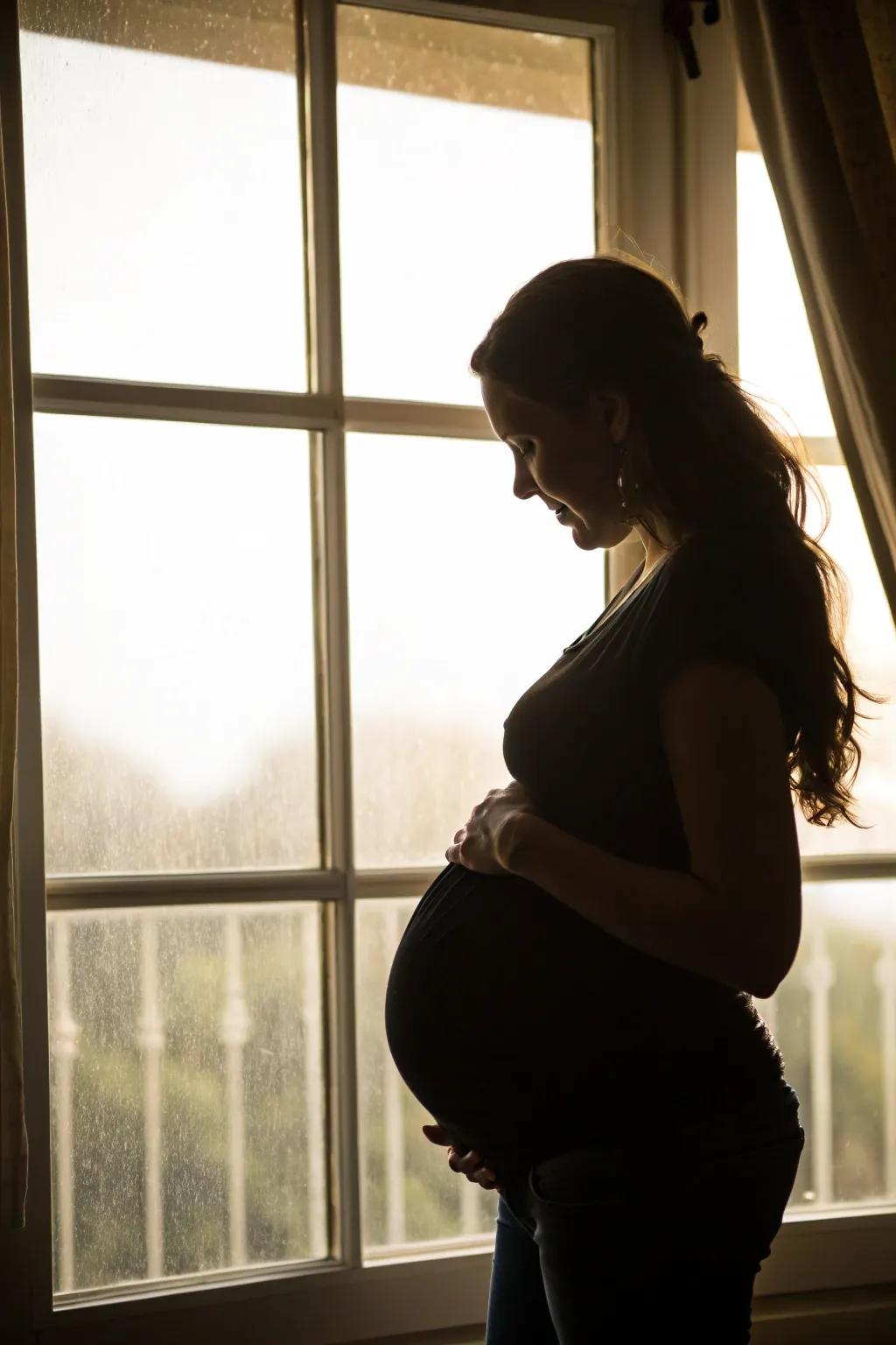 Silhouette shots fashion a striking and artistic depiction of your pregnancy.
