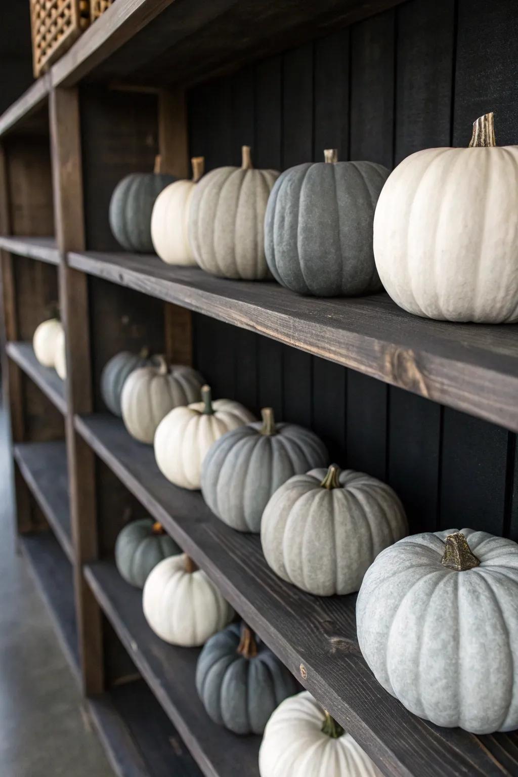 Single-tone pumpkins evoke a chic and contemporary ambiance.