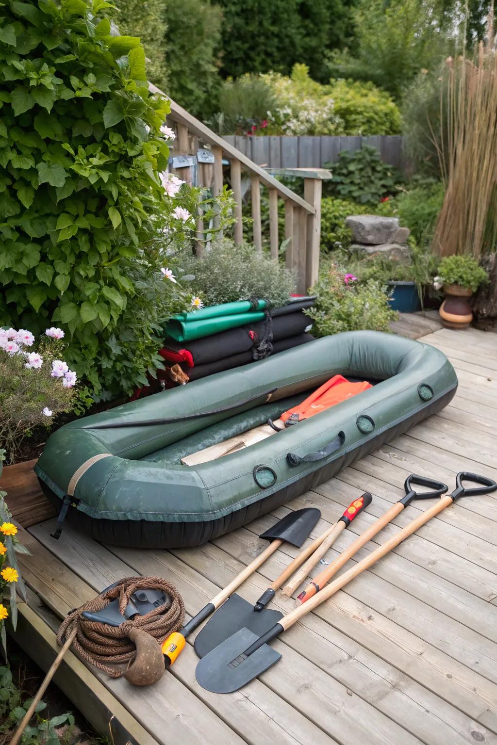 Deck stowing keeps your raft out of sight and safe.