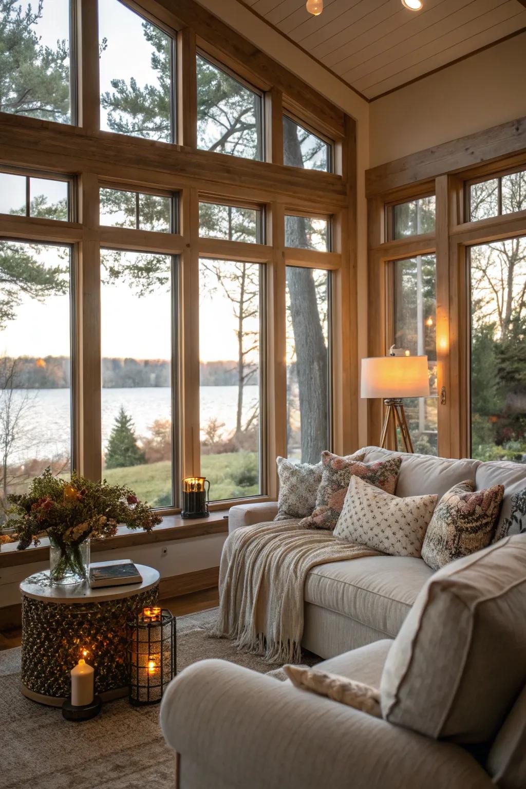 A vibrant and airy living room filled with sunlight.