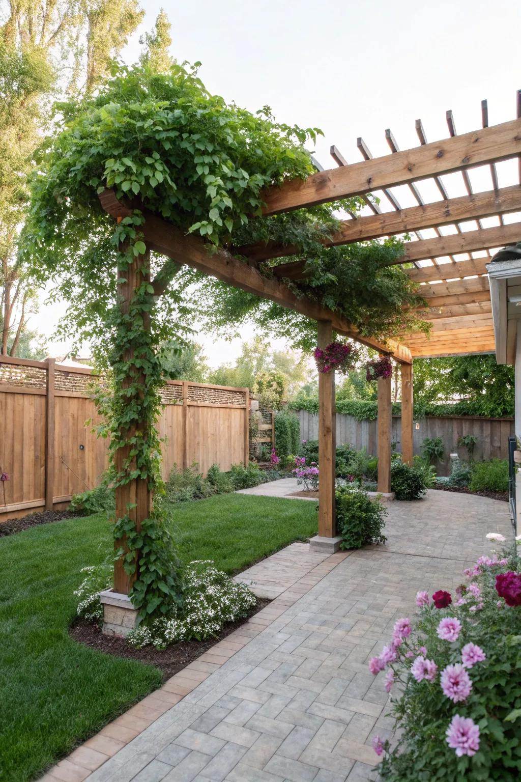Pergolas are a stylish way to relish in shaded outdoor relaxation.