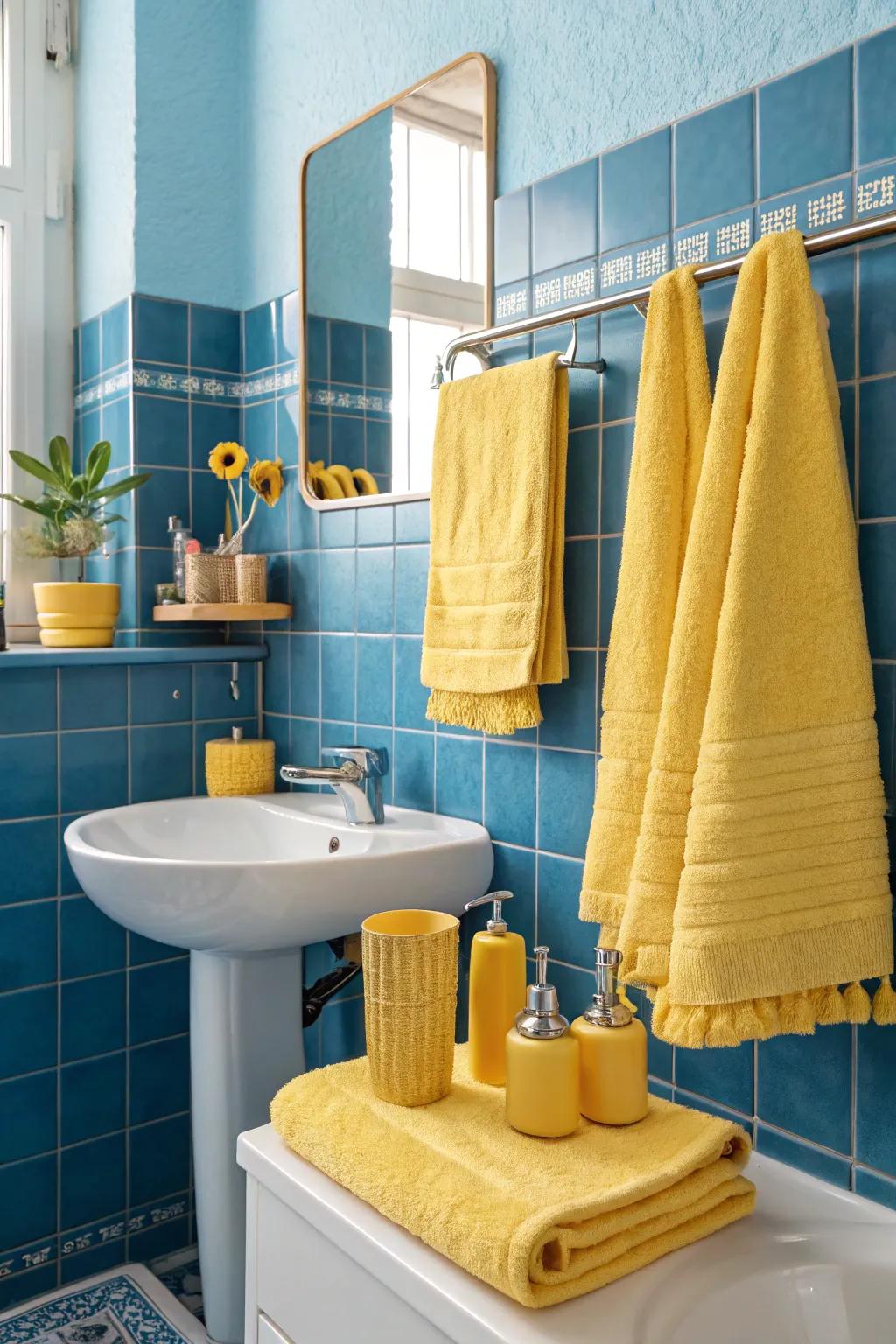 Accent tinctures that complement the retro indigo theme.