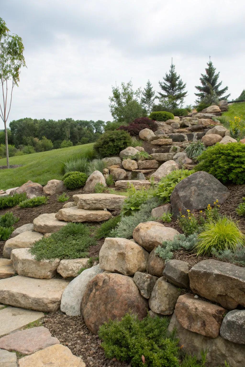 Superimposed stone textures introduce depth to your landscape.
