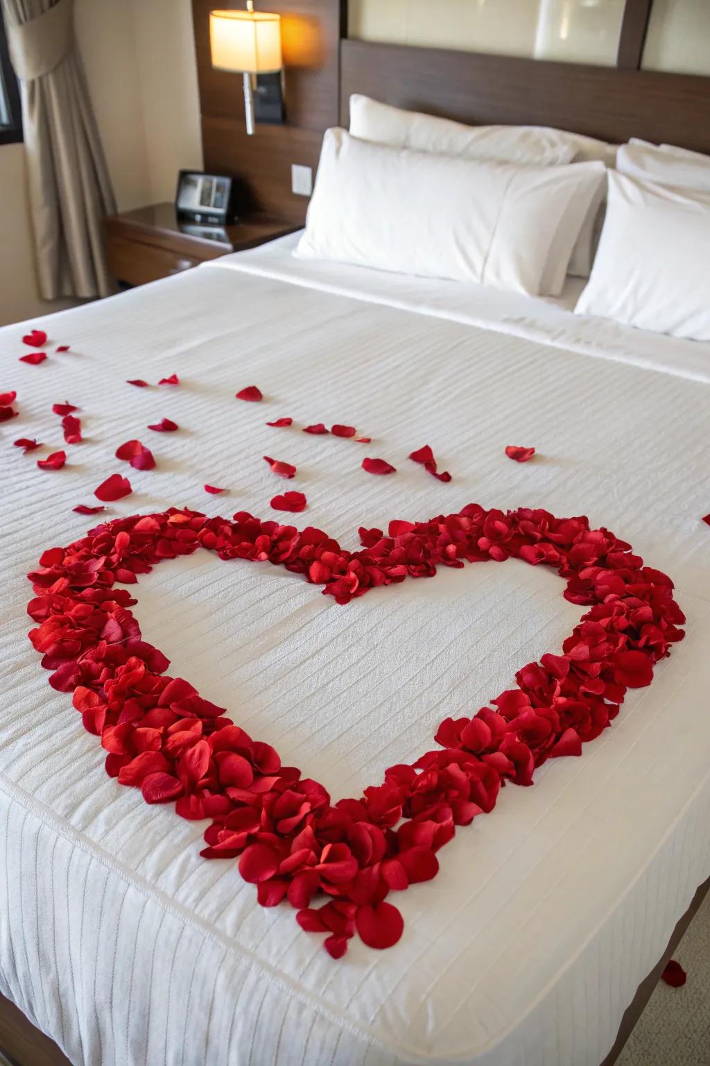 An affection symbol made of blossom shards is a timeless romantic declaration.