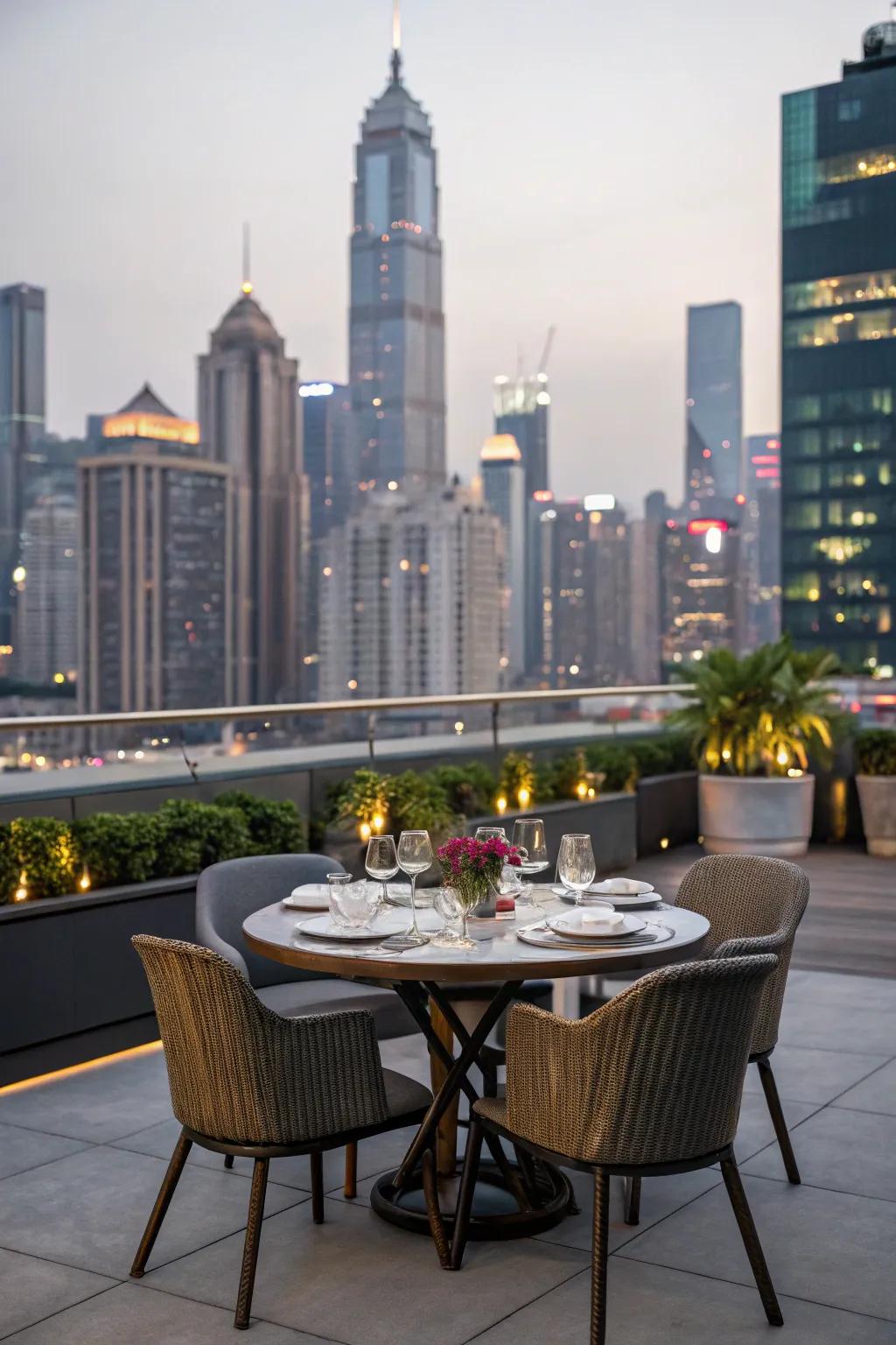 Relish feasts accompanied by views by conceiving a rooftop dining space.