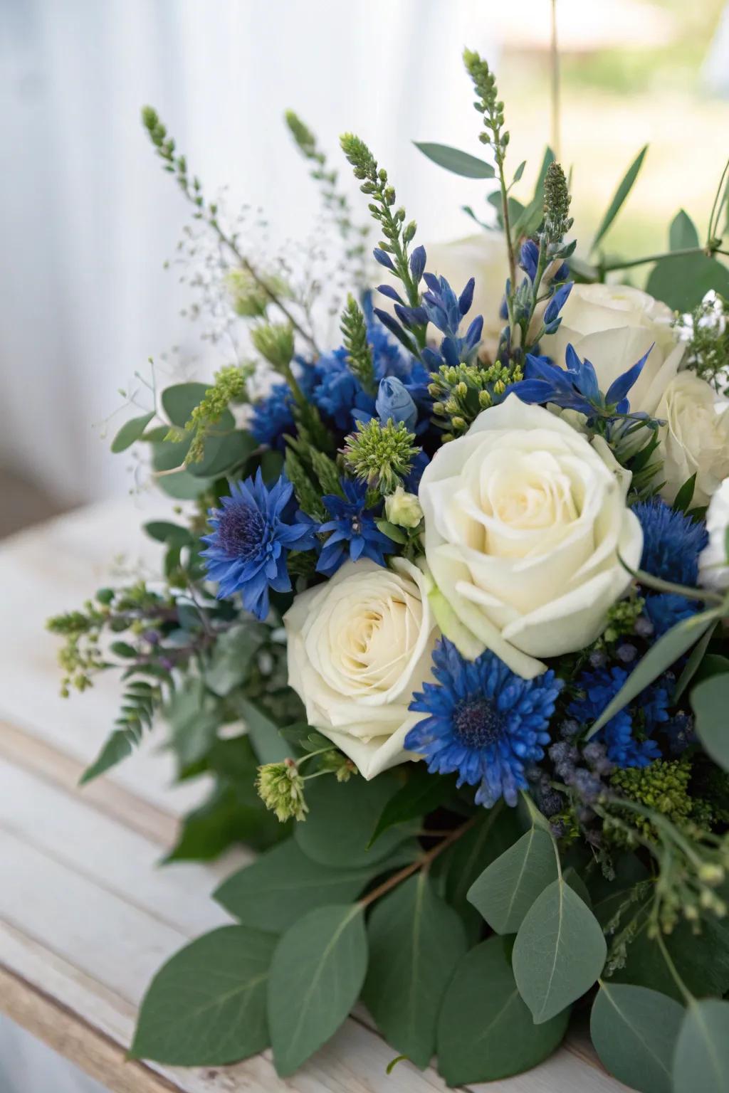 A vibrant blossom arrangement featuring majestic blue blooms.