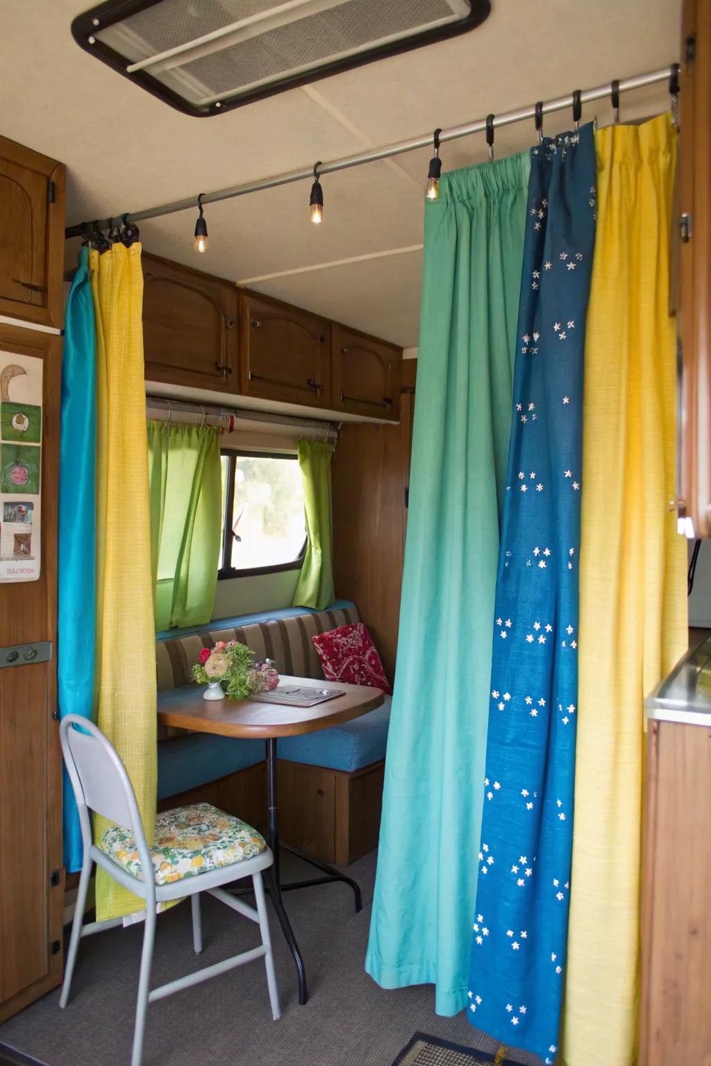 Inject a burst of color with DIY sheet curtains.