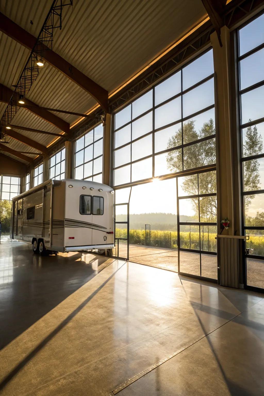 Large windows bring warmth and light into your metal building.